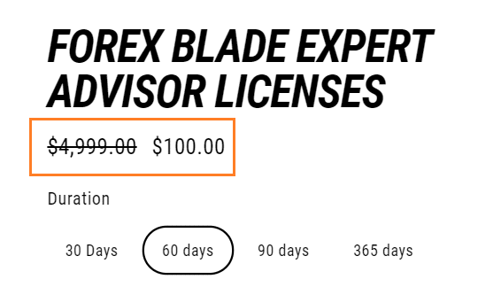 Forex Blade LLC price