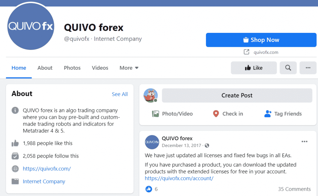 Quivo FX Facebook page