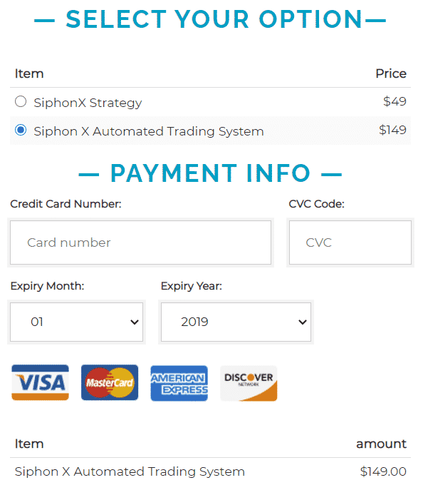 Siphon-X payment info