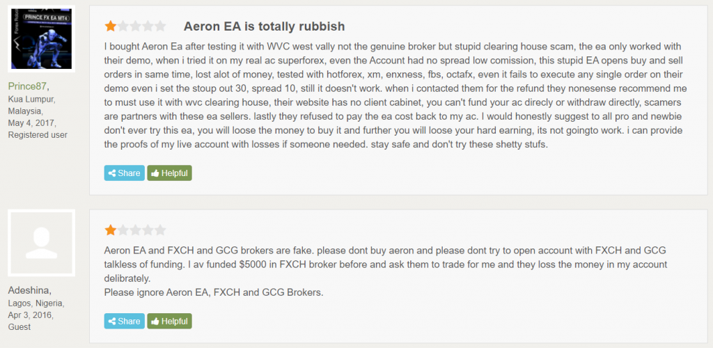 Aeron Scalper plus Grid customer reviews