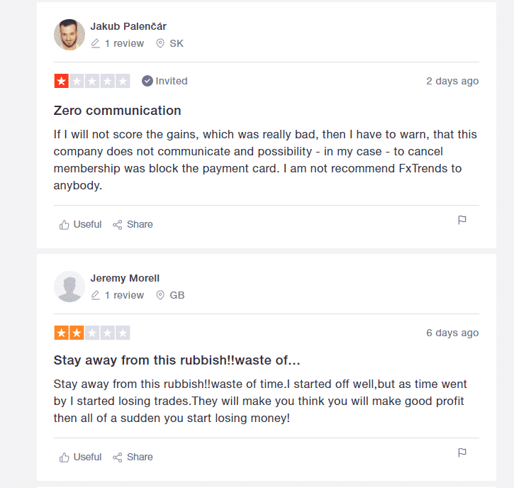 FXTrends customer reviews