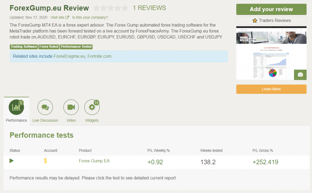 Forex Gump customer reviews
