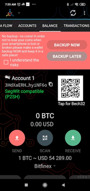 After wallet creation, you can start receiving/spending your crypto and perform all other actions the wallet offers.