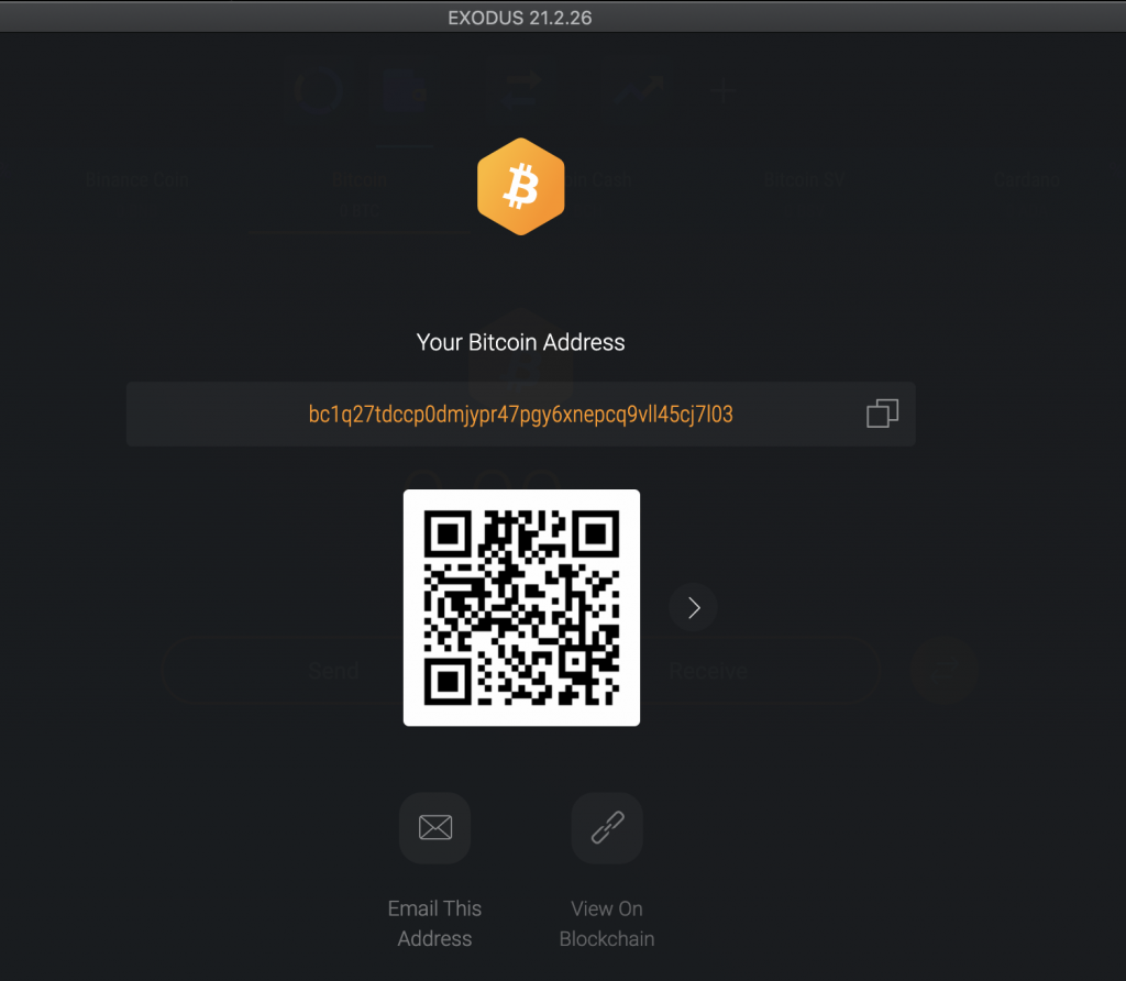 Step 4: Send and receive Bitcoin and other cryptocurrencies supported by the crypto wallet.