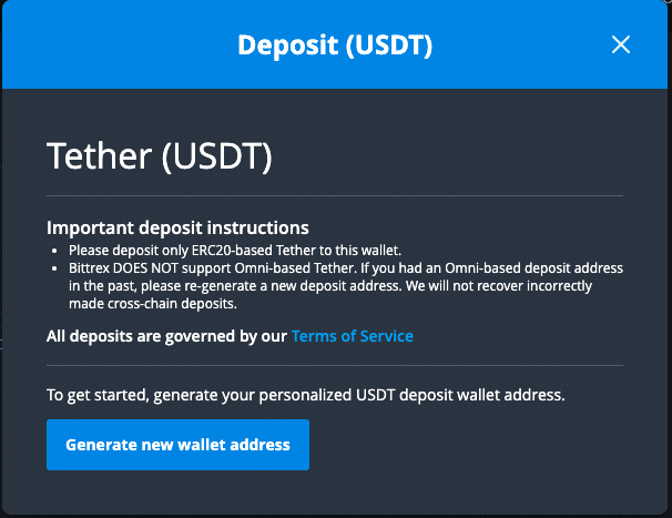 Deposit Fiat or cryptocurrency.