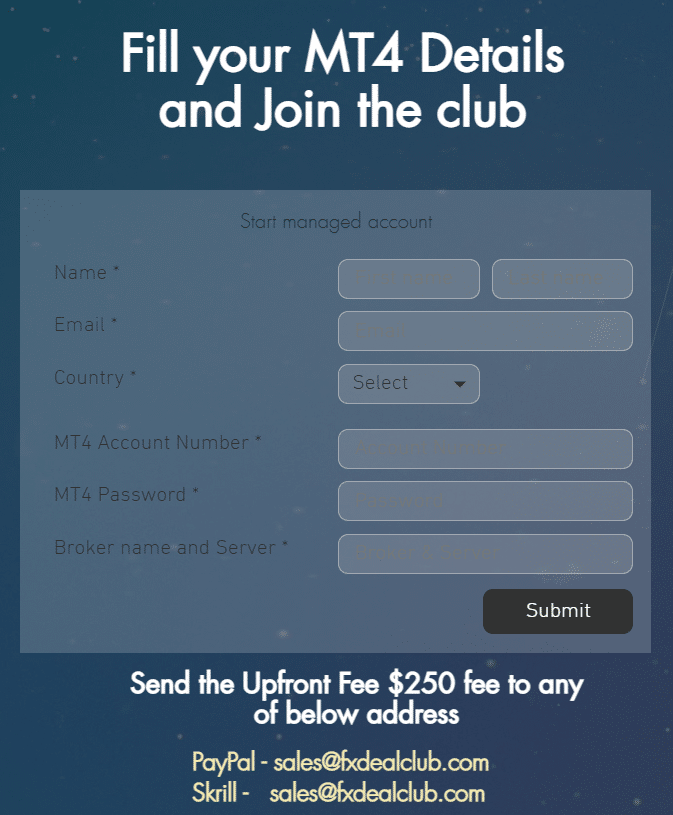 FX Deal Club. Without login and password information, we can’t use this service.
