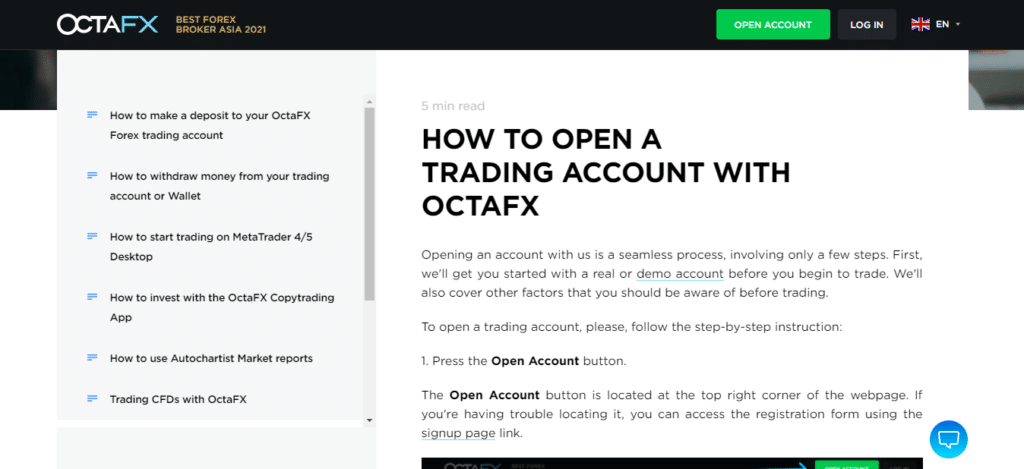 how to open a trading account with OctaFX