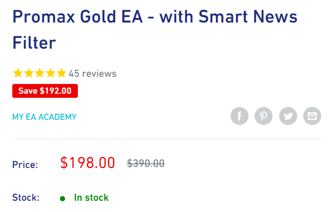 Promax Gold EA pricing