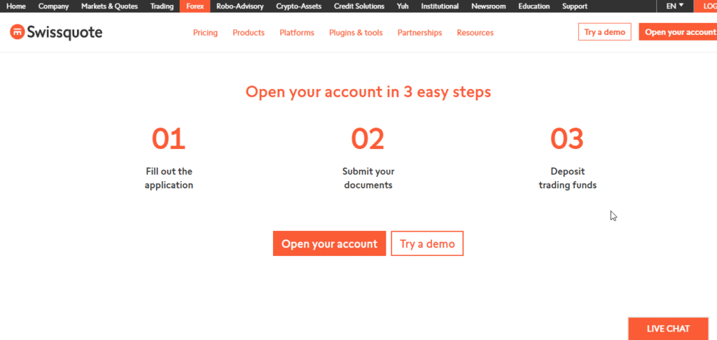 How to open a Swissquote account