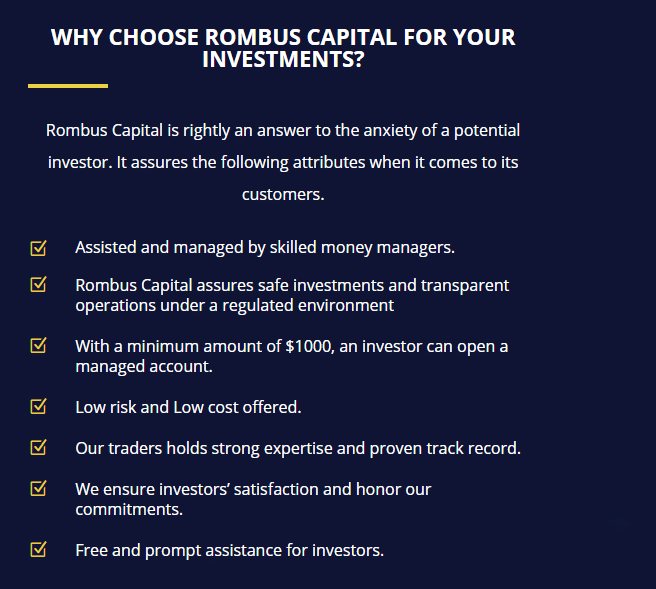 Rombus Capital Features
