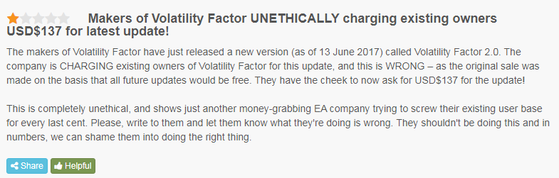 Volatility Factor customer reviews