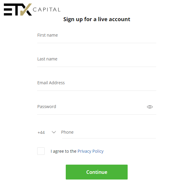 How to open an ETX capital account?