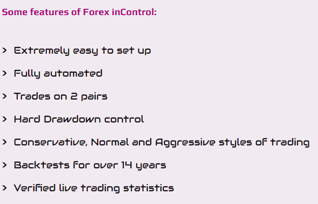 Features of Forex inControl.
