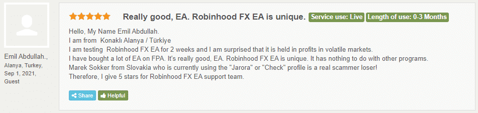 Robinhood FX EA testimonials.