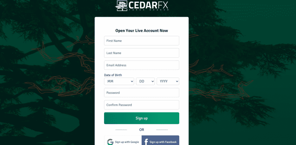 How to open a CedarFX account?