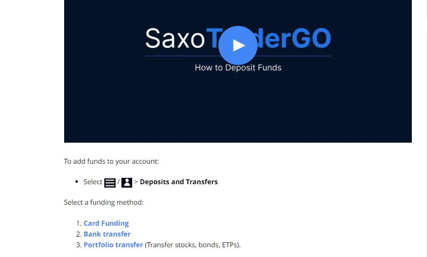 SaxoBank - Payment options
