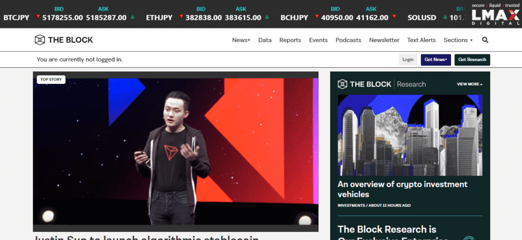 The Block’s landing page.
