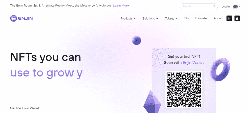 The Enjin landing page.