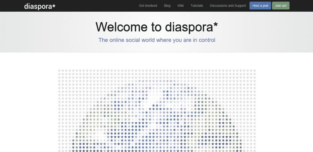 The Diaspora landing page.
